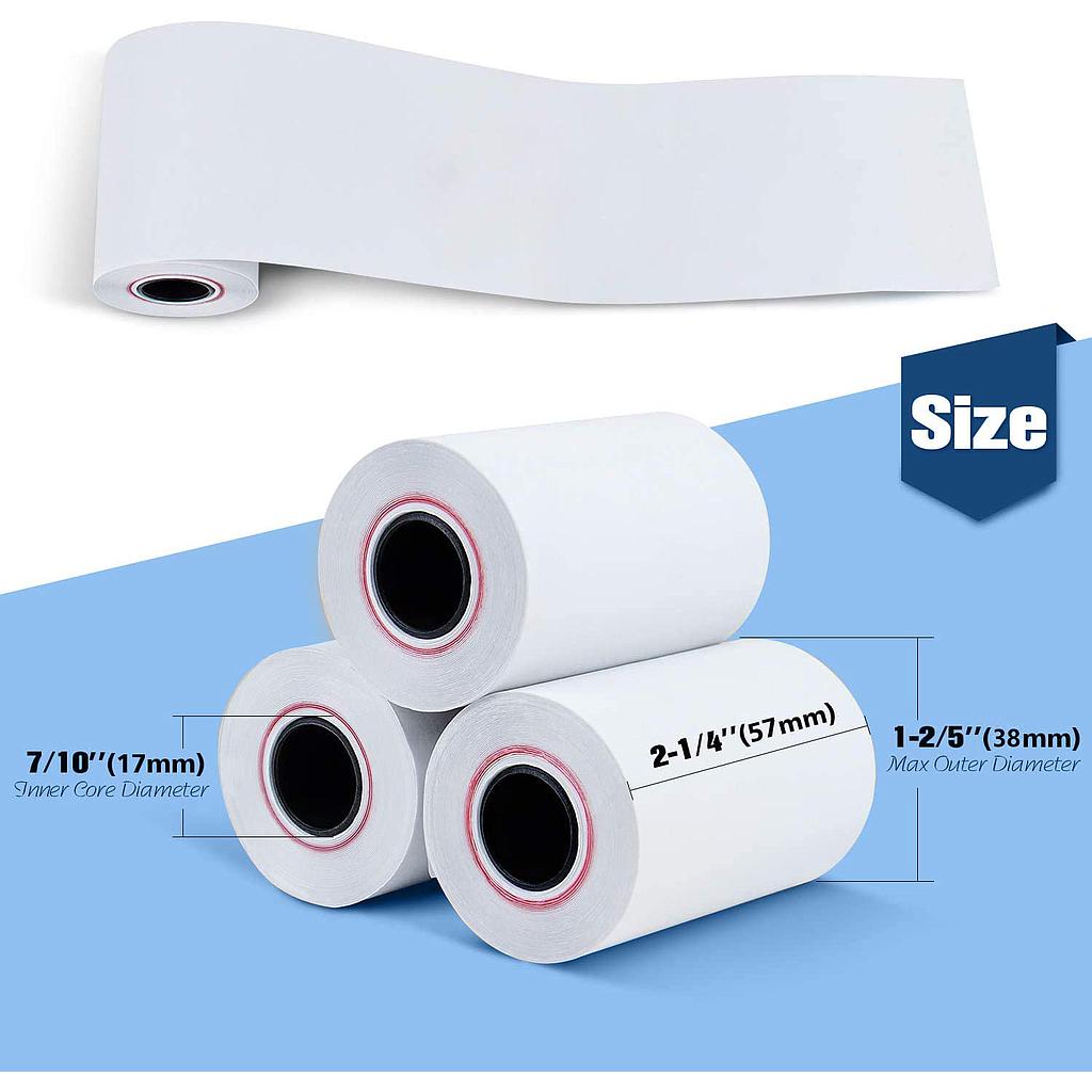Caja de 100 Rollos de papel térmico de 57x38 mm